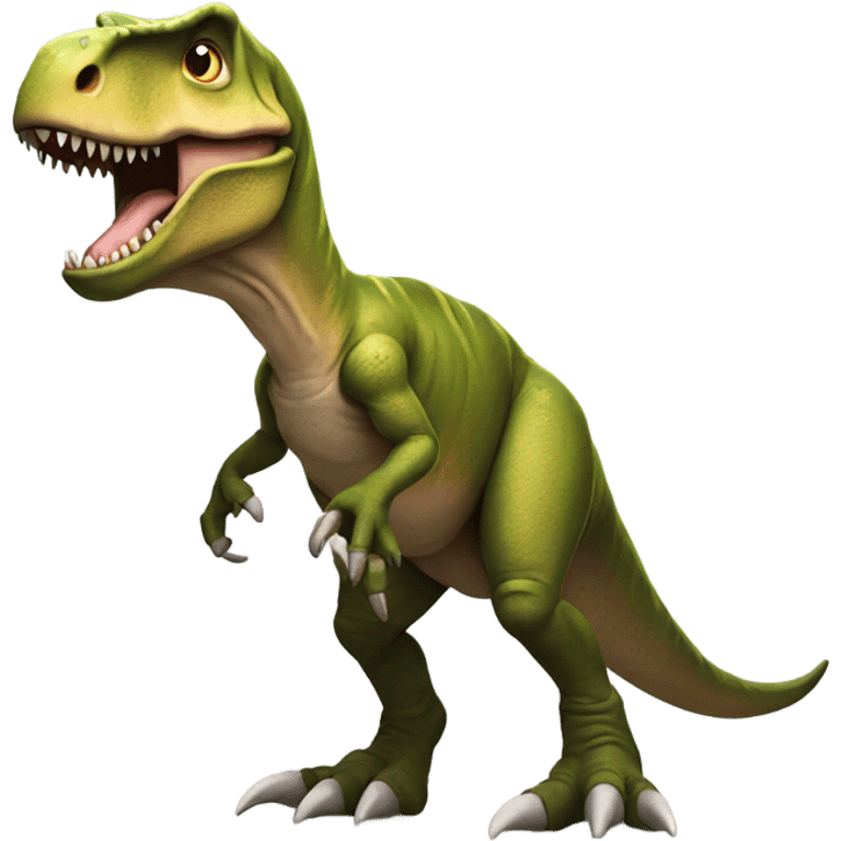 T.Rex with one arm on one leg emoji