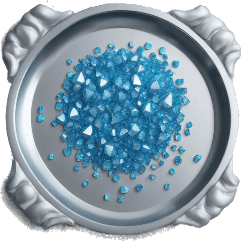 Blue glitter small crystals in a silver tray  emoji