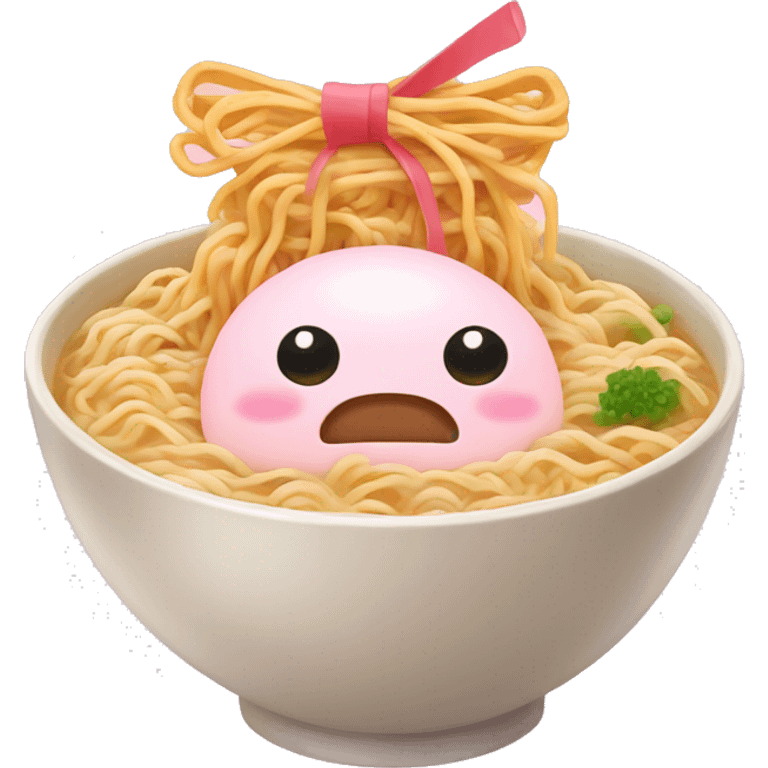 Ramen in a  bowl and light pink bow emoji