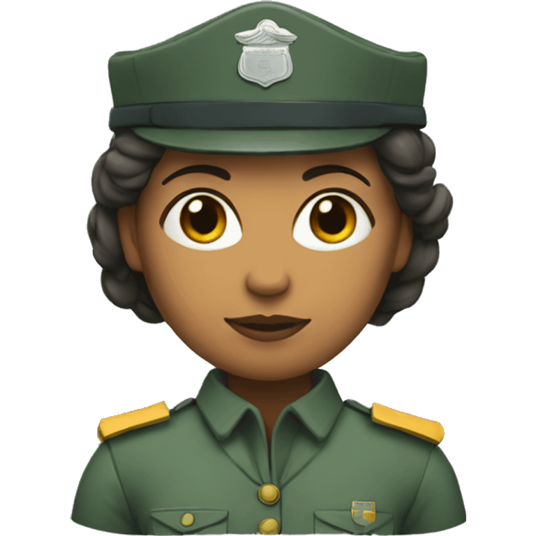 Woman with her hair pulled up dressed as a civil guard emoji