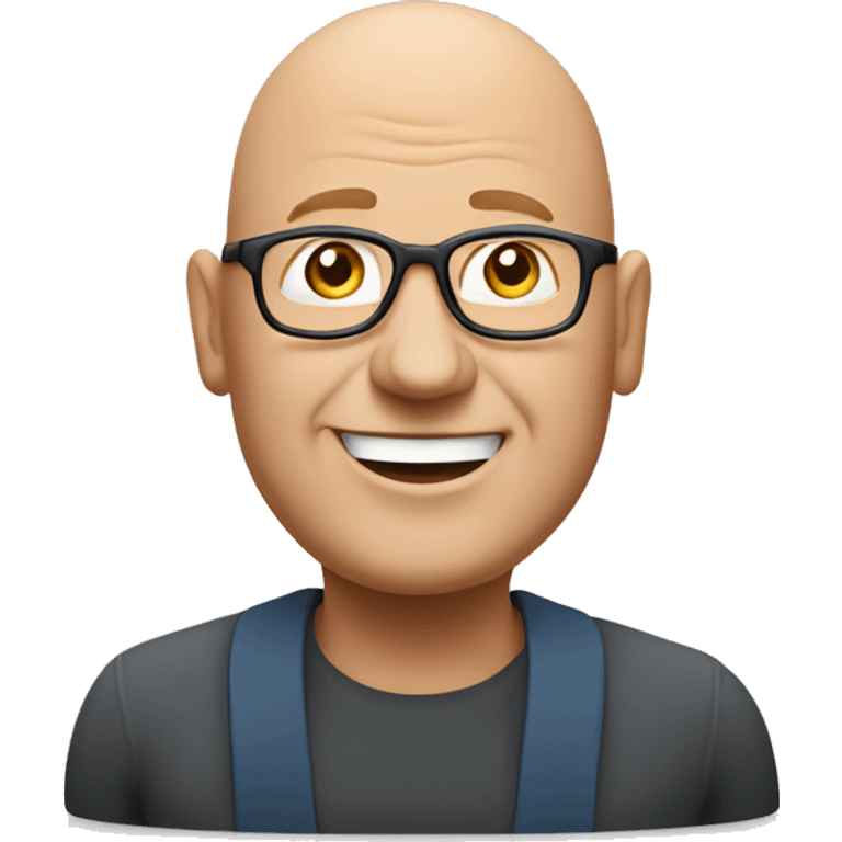 a bald fat friendly man who is welcoming in his mid 50s with no spectacles and no facial hair for a travel tour guide company logo emoji