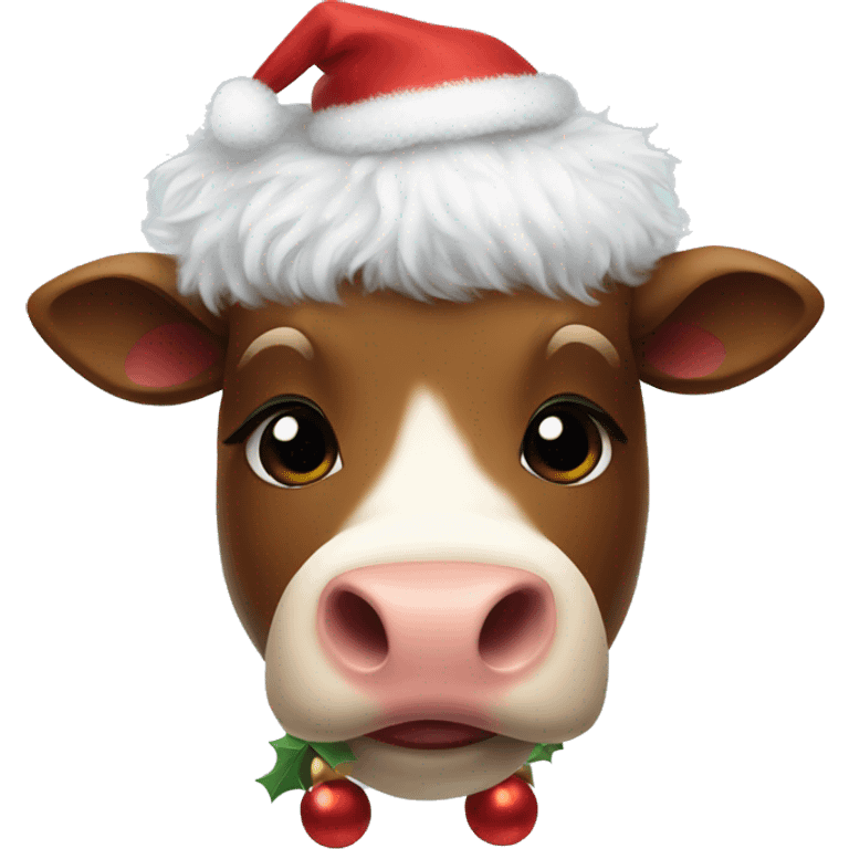 christmas fluffy cow emoji