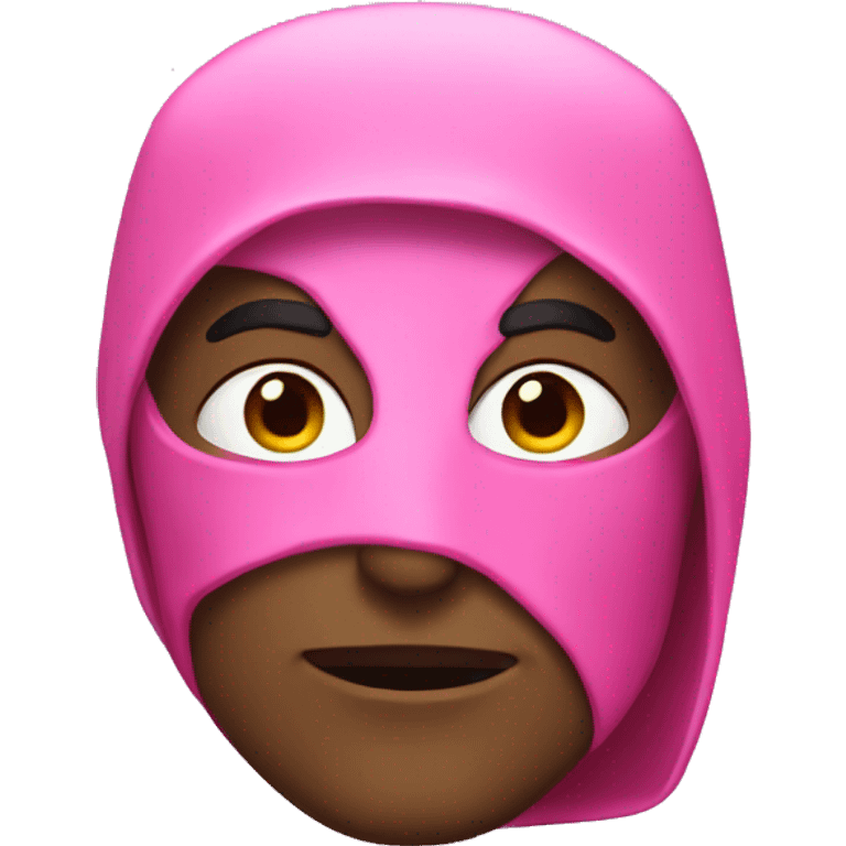 male superhero, with pink facial hood emoji