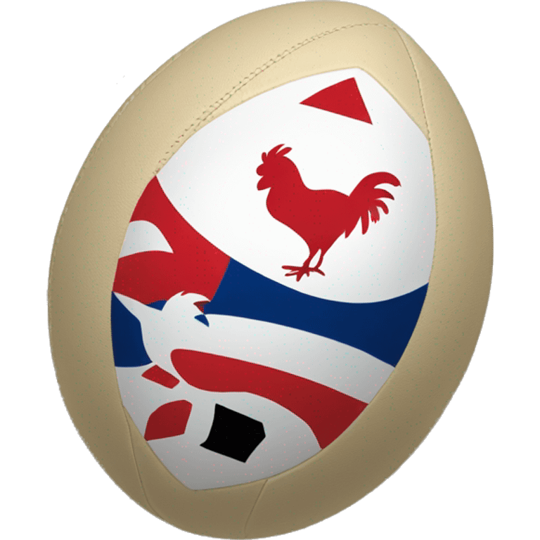 rugby ball French, with a small logo of a red chicken in the middle emoji