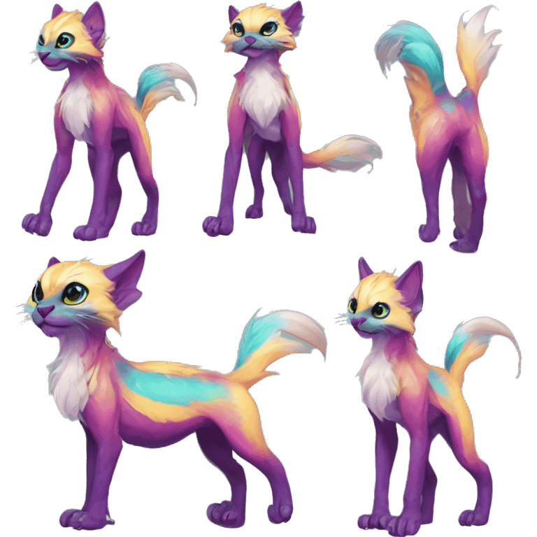 Colorful vernid fantasy creature LiLaiRa Kamirah Falvie whiskers paws full body emoji