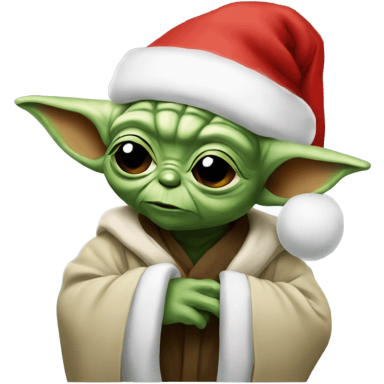 Yoda wearing a Santa hat emoji