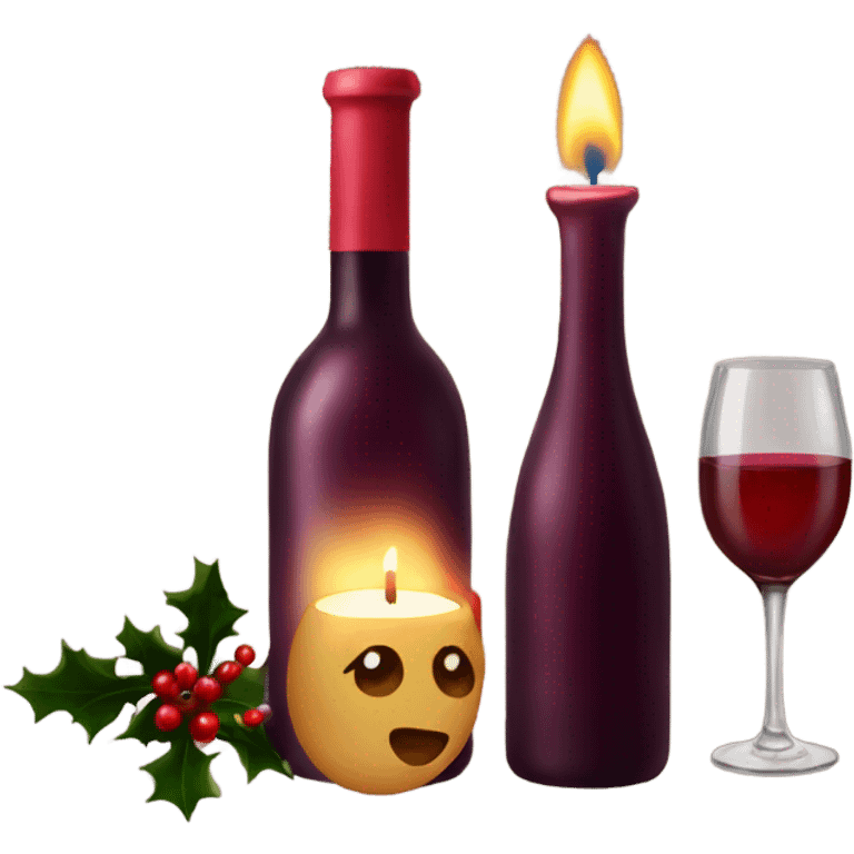 Wine and Christmas candles emoji