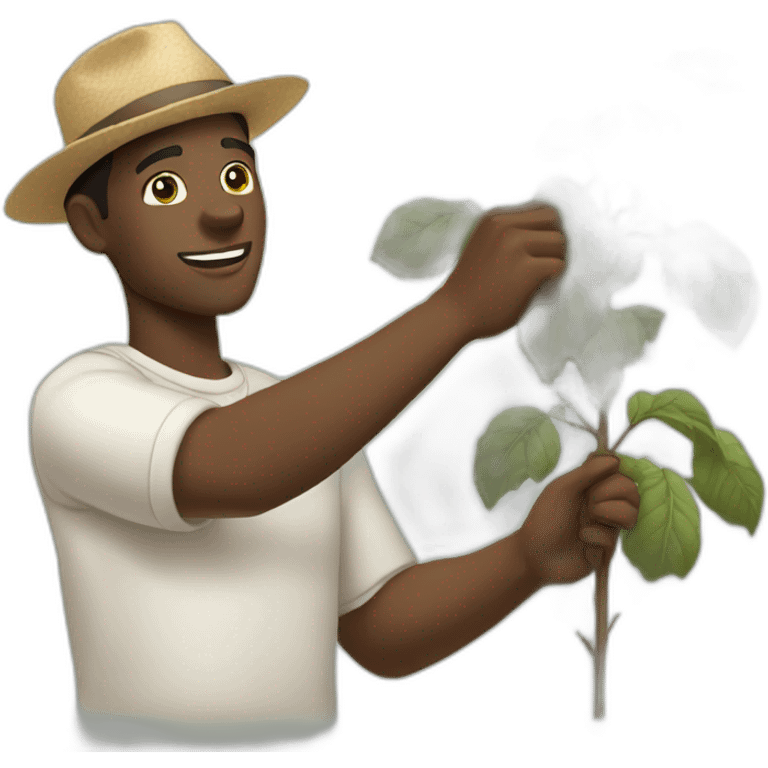 Black man picking cotton emoji