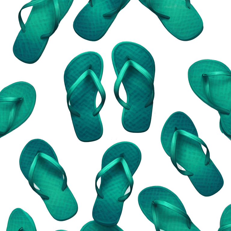 Realistic dark turquoise gradient pair of summer flip flops isolated. emoji