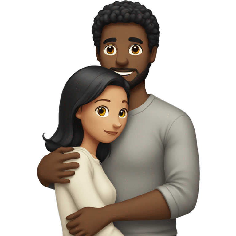 black hair man hugging a redheaded woman emoji