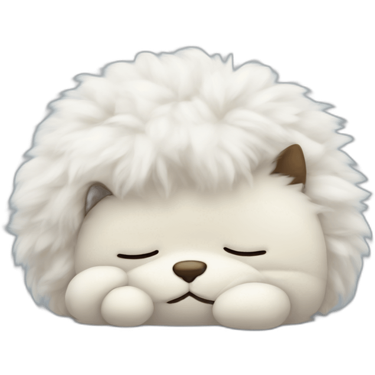 Sleeping face of a fluffy stuffed emoji