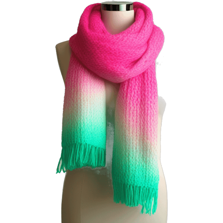 Realistic hot pink to mint green ombre winter scarf. emoji