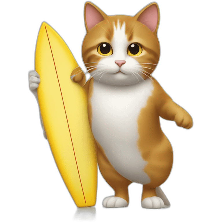 Un chat avec une poule faisant du surf emoji