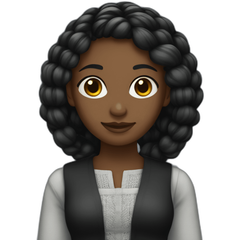 Fille noire avec braid et robe noire emoji