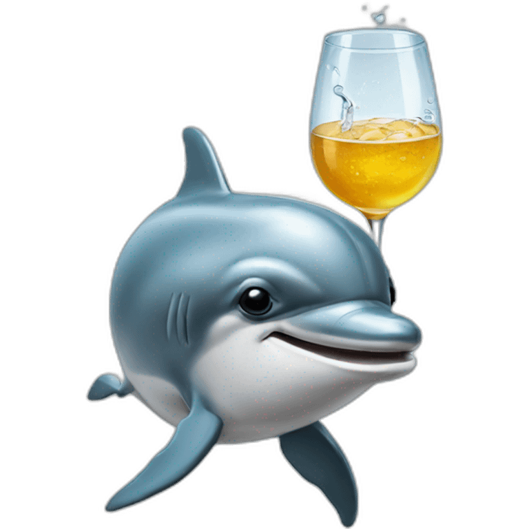 Dolphin wearing sunglasses and drinking alcohol emoji