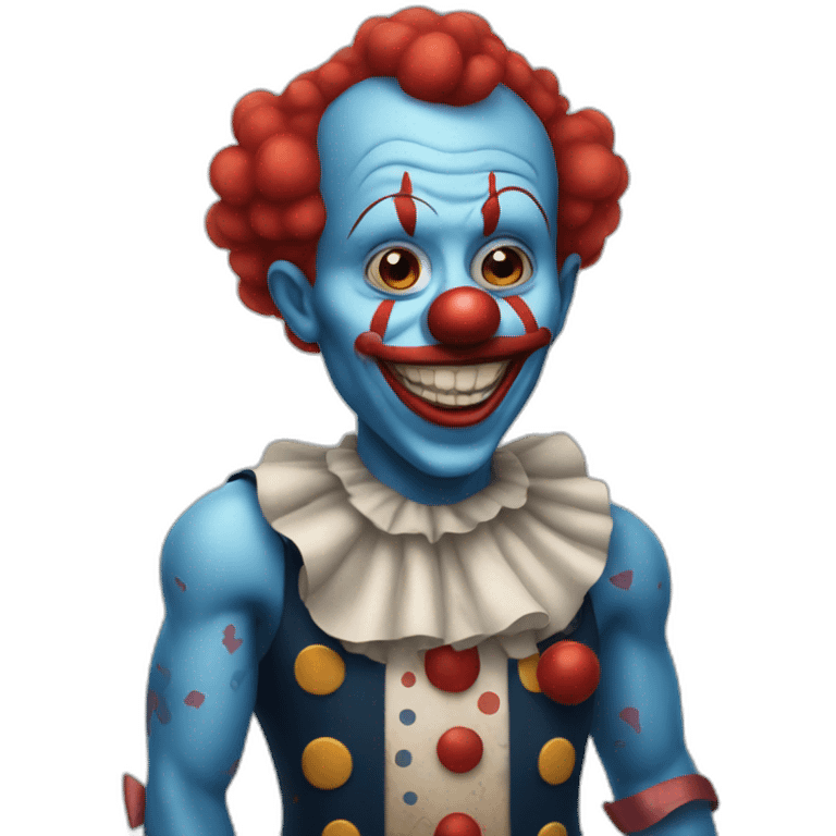 blue clown with tattoos and red hair emoji