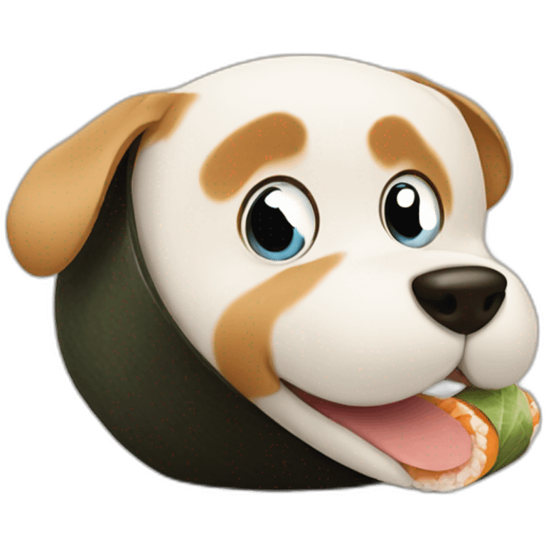 cartoon puppy in sushi roll emoji