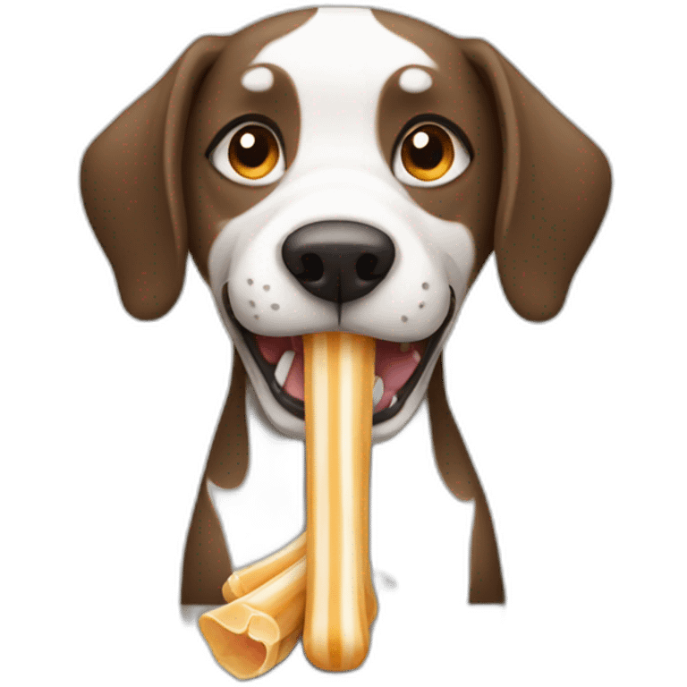 striped dog eating a bone emoji