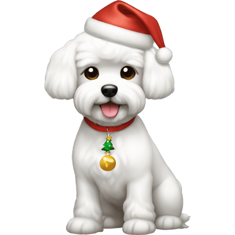 bichon maltés con accesorios navidad  emoji