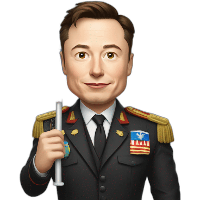 Elon Musk with a Russian flag in his hand emoji