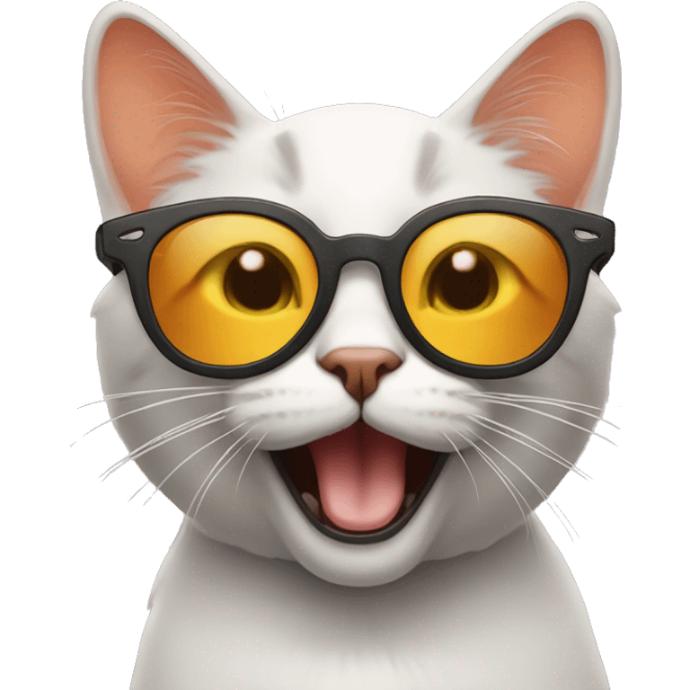 Cat with sunglassesTies, open mouth to savor something, baba emoji