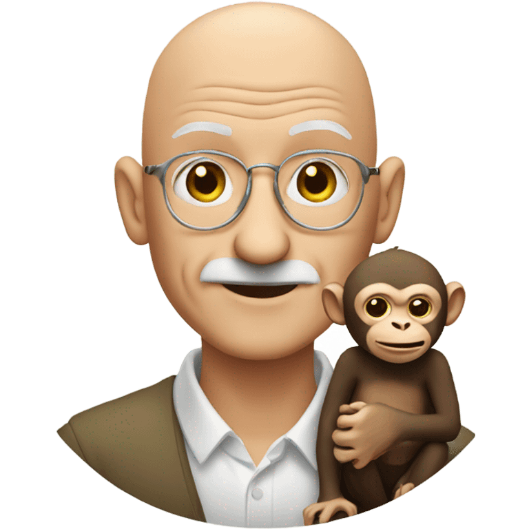 Bald old man with a monkey  emoji