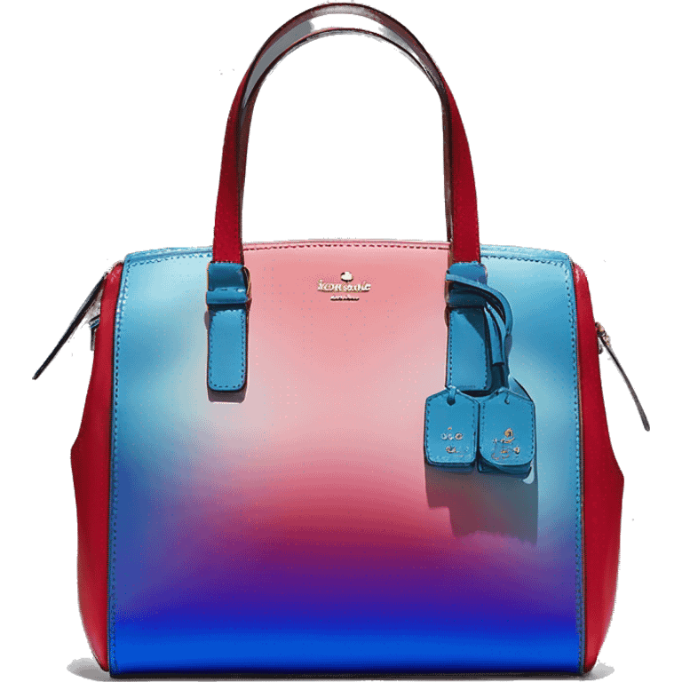 Realistic isolated iridescent red to blue color shift ombre kate spade satchel purse.  emoji