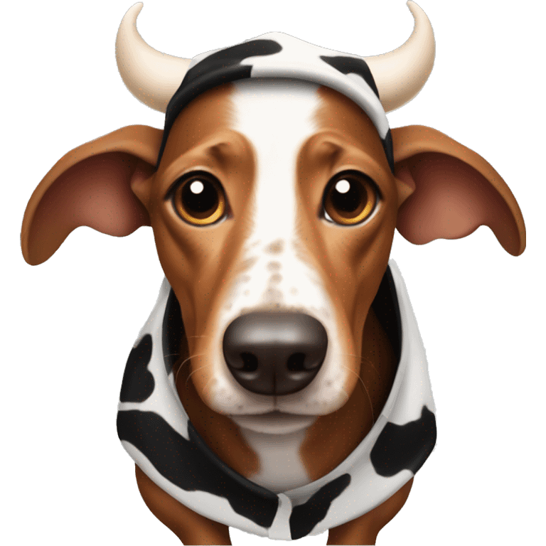 dachshund in a cow costume emoji