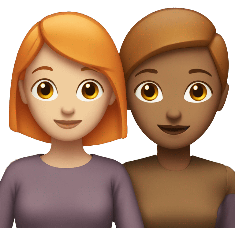 woman with brown buzzcut and woman with orange hair hugging emoji