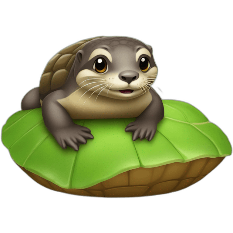 Une loutre sur une tortue emoji