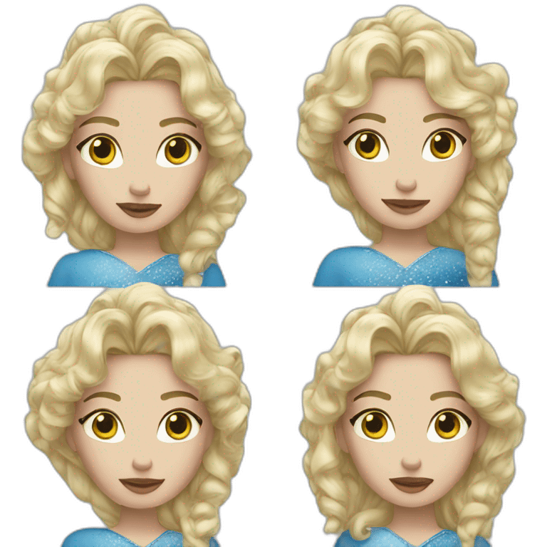 snow princess long curly blonde hair ice crown blue gown emoji