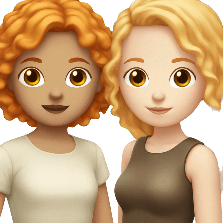 two girls in italian glass one with orange hair and pale skin and the other with brown hair  emoji