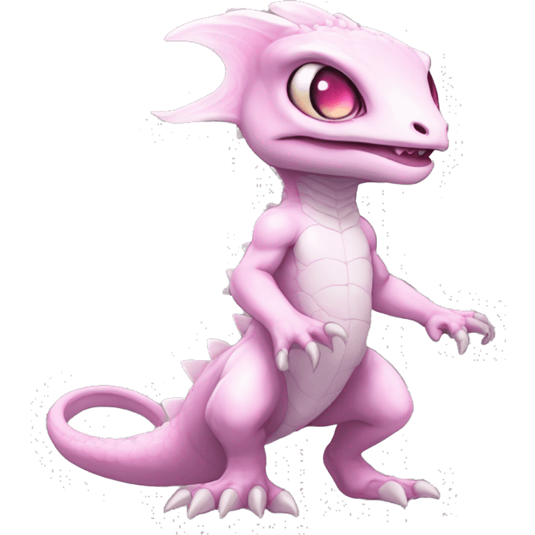 White, Chibi, White, Pink eyes, Anthro-Sona-Lizard-Alien-Fakémon, Full Body emoji