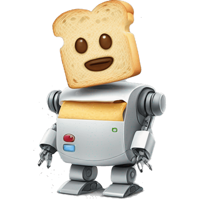 a robot holding a slice of bread to each of its ears, thus making it a sandwich emoji