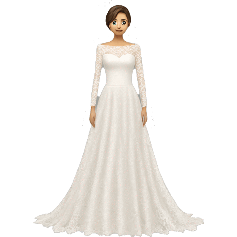 Long sleeve lace wedding dress emoji