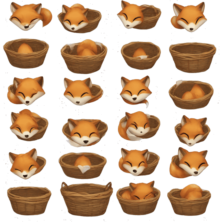 Fox curled up in a basket dark academia emoji