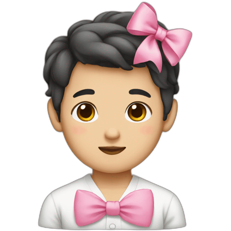 Korean boy with a pink bow emoji