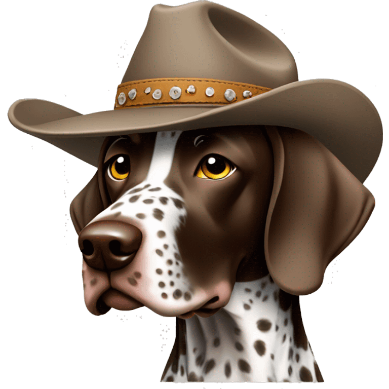 German shorthair pointer wear a cowboy hat emoji