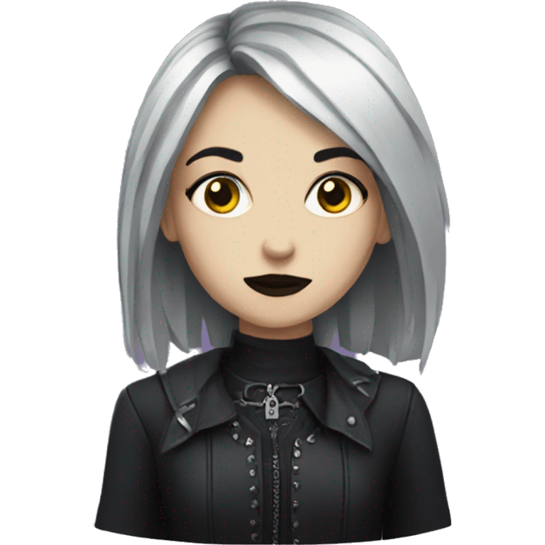 goth girl with sus face emoji