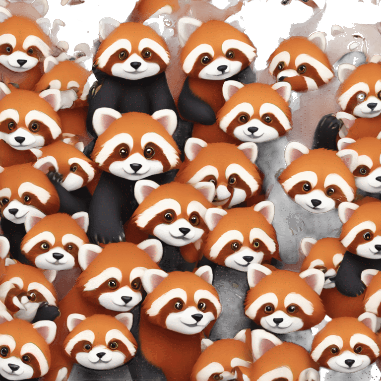 Red panda being surrounded emoji