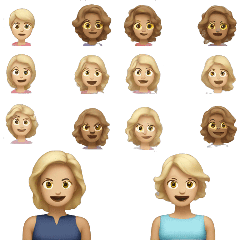 middle-aged woman with brown hair and middle aged woman with blonde hair emoji