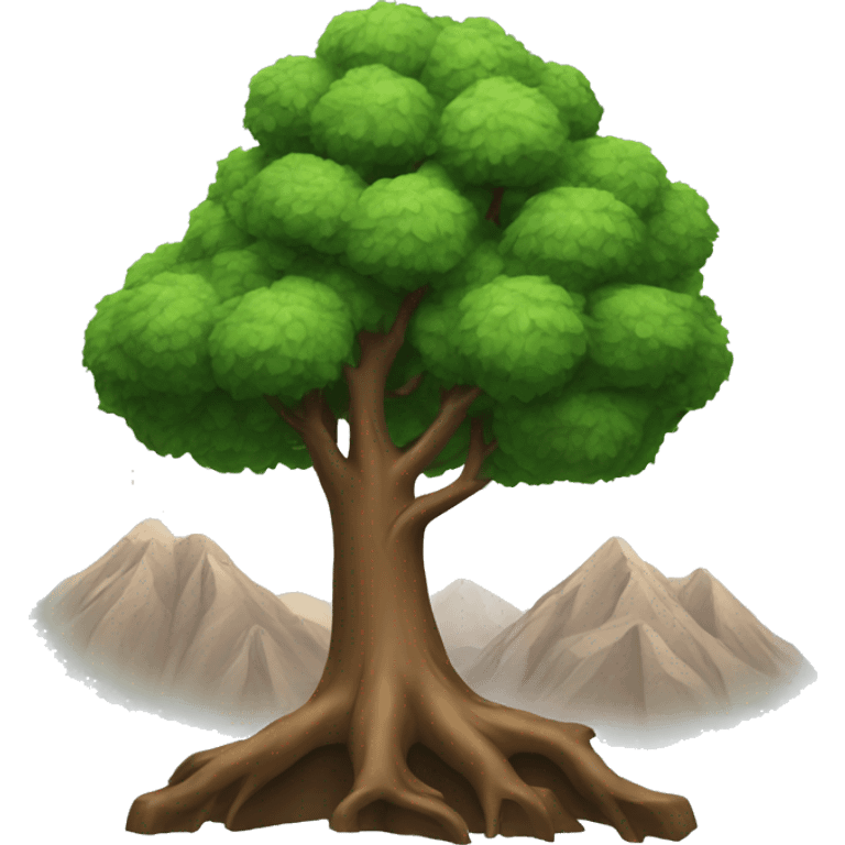 Tree with mountain in the background emoji