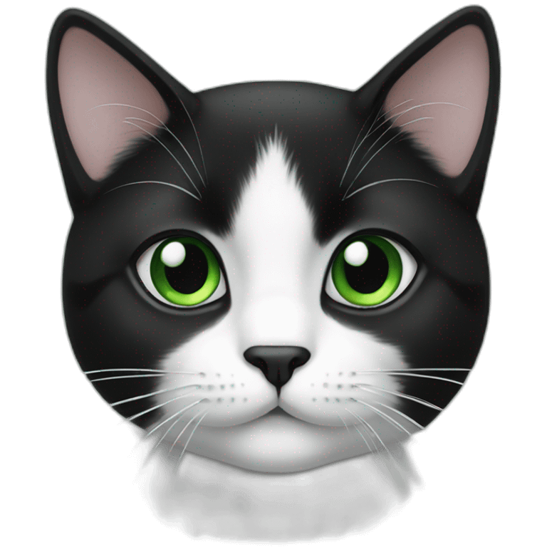 black and white cat green eyes emoji