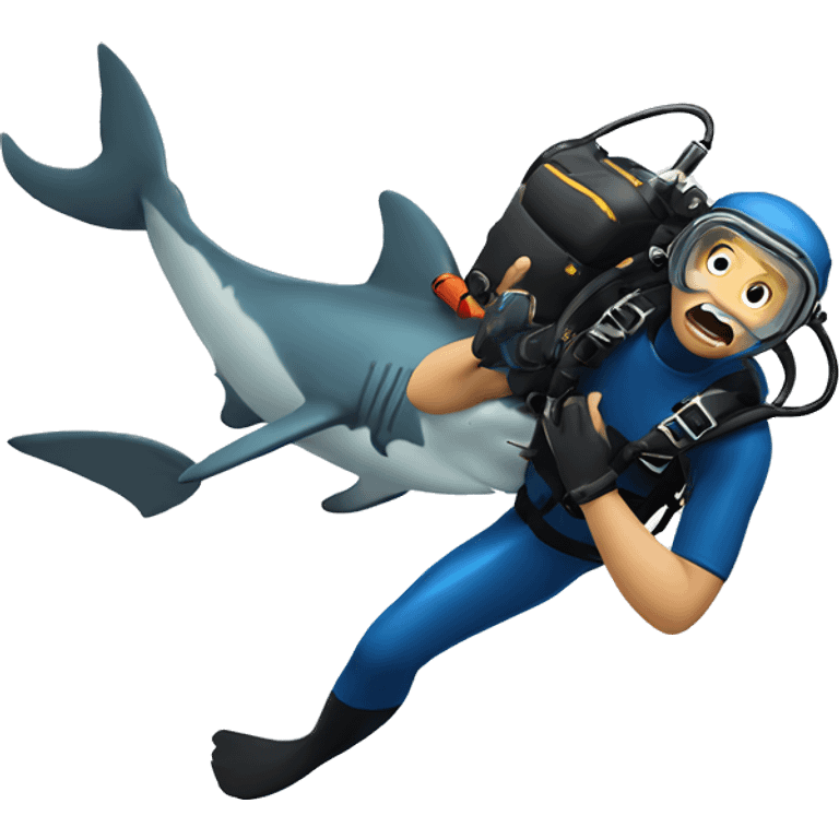 a single scuba diver attacked by shark emoji