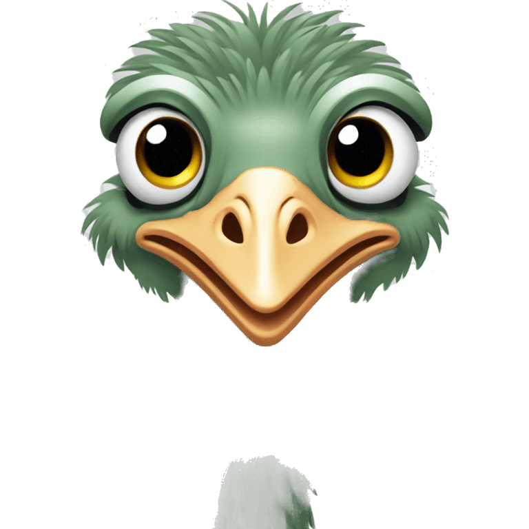 Sage green ostrich expressive face emoji