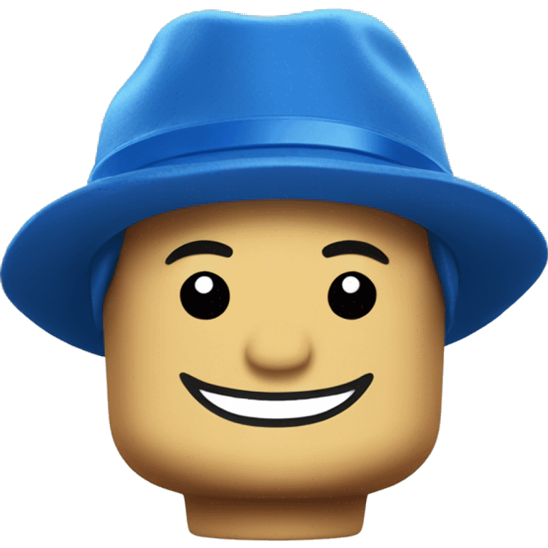 Lego smiling face with blue hat emoji