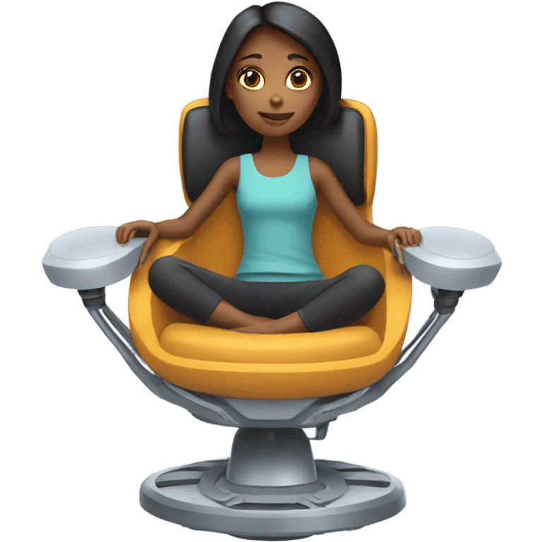 Girl sitting in sleek hoverchair of the future  emoji