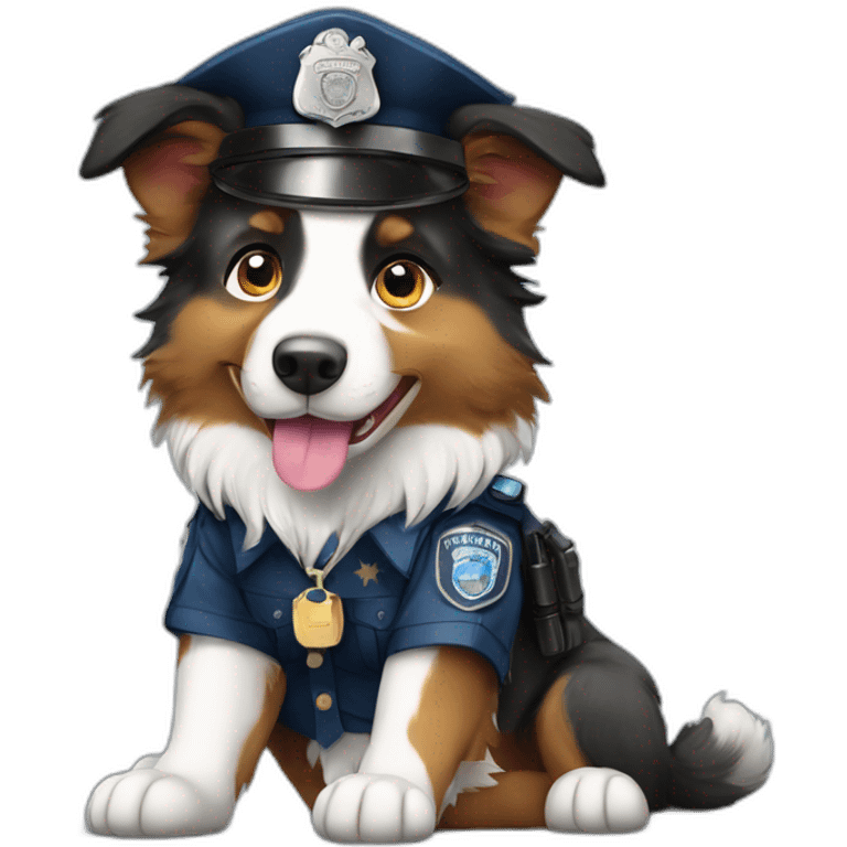 australian Shepherd in Police Uniform sitting emoji