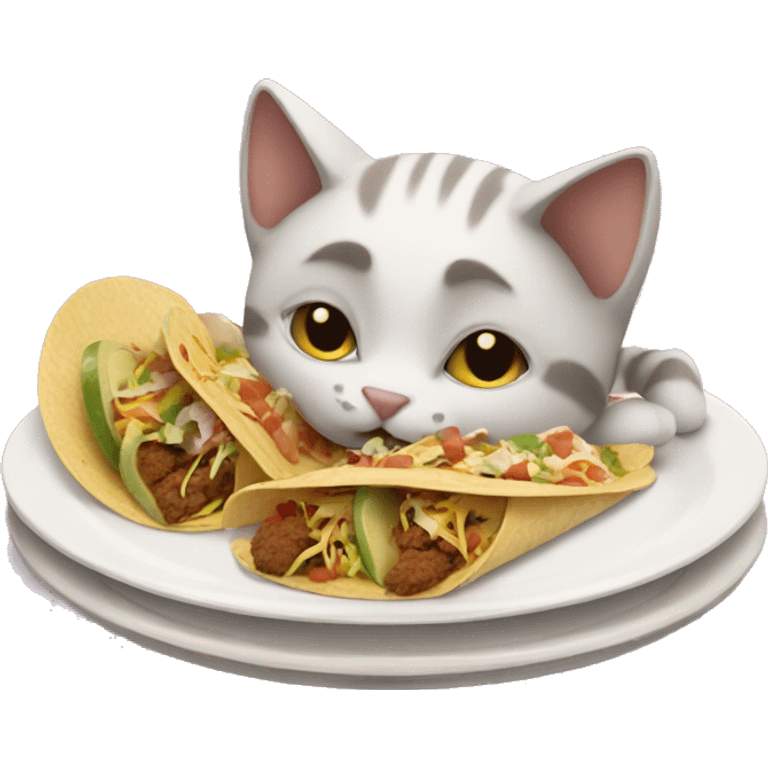 Cat eating a plate of tacos emoji