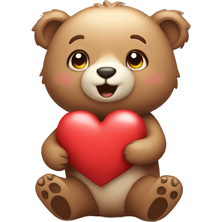 Cute bear holding a heart in the air  emoji